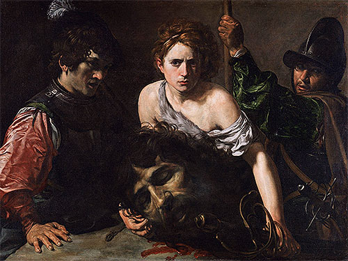 David mit dem Haupt des Goliath und zwei Soldaten, c.1620/22 | Valentin de Boulogne