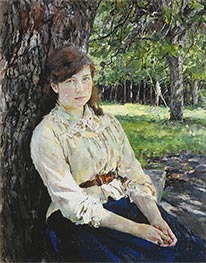 Girl in the Sunlight, Portrait of Maria Simonovich | Valentin Serov | Painting Reproduction