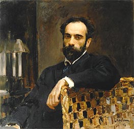Porträt des Künstlers Isaac Levitan, 1893 von Valentin Serov | Leinwand Kunstdruck