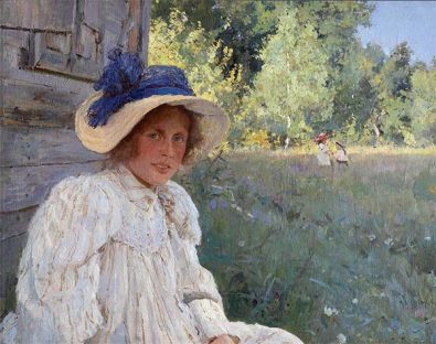 Summertime, Portrait of Olga Serova • Valentin Serov