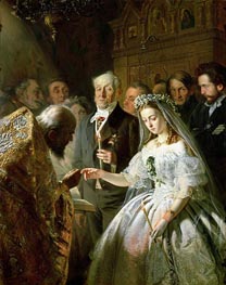 Die arrangierte Ehe, 1862 von Vasily Pukirev | Leinwand Kunstdruck