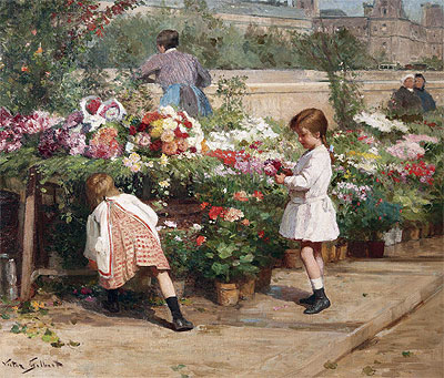 Die junge Blumenverkäuferin, n.d. von Victor Gabriel Gilbert | Leinwand-Kunstdruck