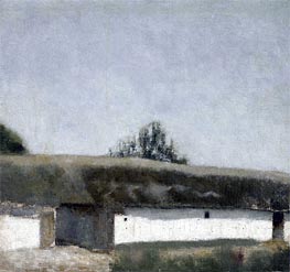 Landscape with Farm, 1883 von Hammershoi | Leinwand Kunstdruck