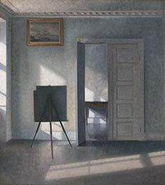 Interior with Easel, Bredgade 25, 1912 von Hammershoi | Leinwand Kunstdruck