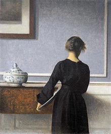 Hammershoi | Interior. Young Woman seen from Behind | Giclée Canvas Print