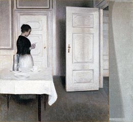 Hammershoi | Interior with a Woman Reading a Letter, Strandgade 30 | Giclée Canvas Print