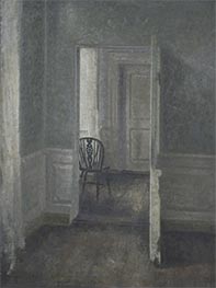 Innenraum mit Windsor Stuhl, 1913 von Hammershoi | Leinwand Kunstdruck