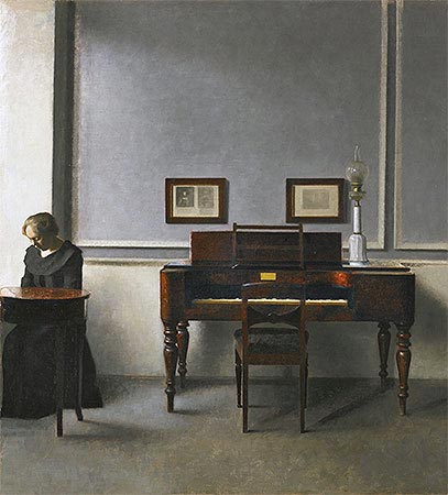 Hammershoi | Ida in an Interior with Piano, 1901 | Giclée Canvas Print