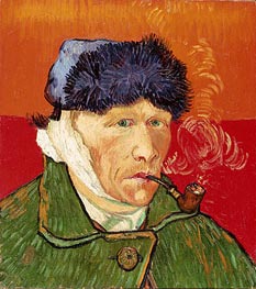 Selbstporträt mit verbundenem Ohr und Rohr, 1889 von Vincent van Gogh | Leinwand Kunstdruck