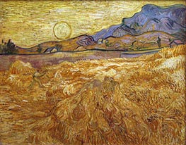 Wheat Field with Reaper and Sun | Vincent van Gogh | Painting Reproduction