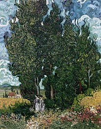 Cypresses with Two Female Figures | Vincent van Gogh | Painting Reproduction