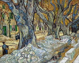 The Large Plane Trees (Road Menders at Saint-Rémy), 1889 von Vincent van Gogh | Leinwand Kunstdruck