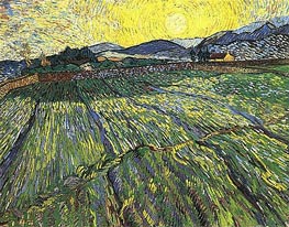 Enclosed Field with Rising Sun, 1889 von Vincent van Gogh | Leinwand Kunstdruck
