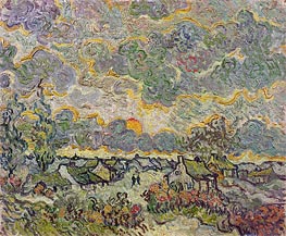 Cottages and Cypresses - Reminiscence of the North | Vincent van Gogh | Painting Reproduction