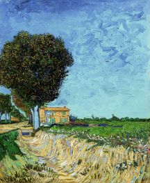 Allee bei Arles mit Häusern, 1888 von Vincent van Gogh | Giclée-Kunstdruck