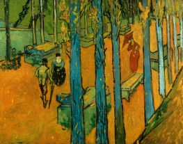 Fallendes Laub (Les Alyscamps), 1888 von Vincent van Gogh | Leinwand Kunstdruck