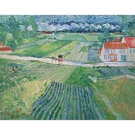 Landschaft mit Wagen und Zug im Hintergrund - Vincent van Gogh