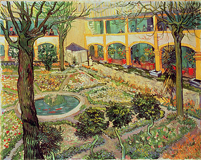 The Courtyard of the Hospital at Arles, 1889 | Vincent van Gogh | Giclée Leinwand Kunstdruck