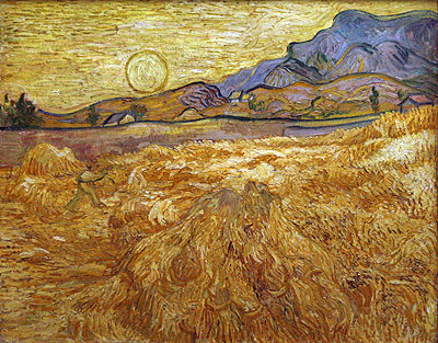 Wheat Field with Reaper and Sun, 1889 | Vincent van Gogh | Giclée Leinwand Kunstdruck