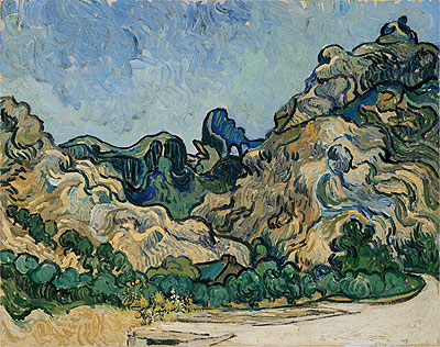 Berge bei Saint-Remy mit dunklem Häuschen, 1889 | Vincent van Gogh | Giclée Leinwand Kunstdruck