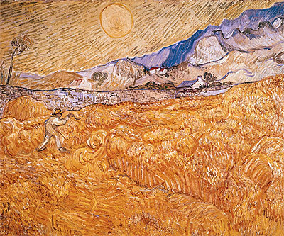Wheat Field Behind Saint-Paul Hospital with Reaper, September | Vincent van Gogh | Giclée Leinwand Kunstdruck