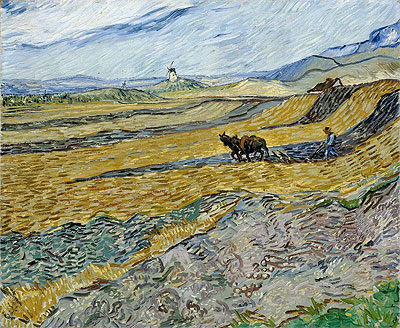 Enclosed Field with Ploughman, 1889 | Vincent van Gogh | Giclée Leinwand Kunstdruck