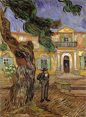 Pine Trees with Figure in the Garden of Saint-Paul Hospital, 1889 | Vincent van Gogh