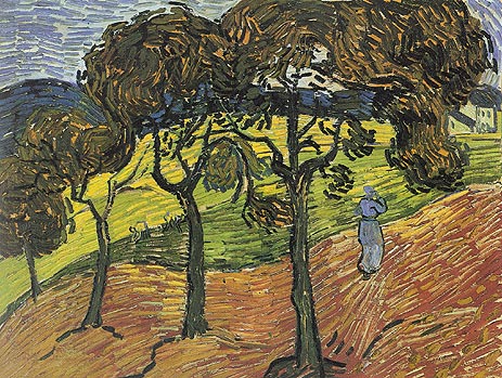 Landscape with Trees and Figures, 1889 | Vincent van Gogh | Giclée Leinwand Kunstdruck