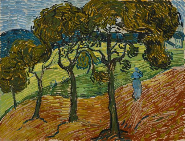 Landschaft mit Bäumen und Figuren, 1889 | Vincent van Gogh