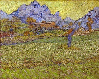 Wheatfields in a Mountainous Landscape, 1889 | Vincent van Gogh | Giclée Leinwand Kunstdruck