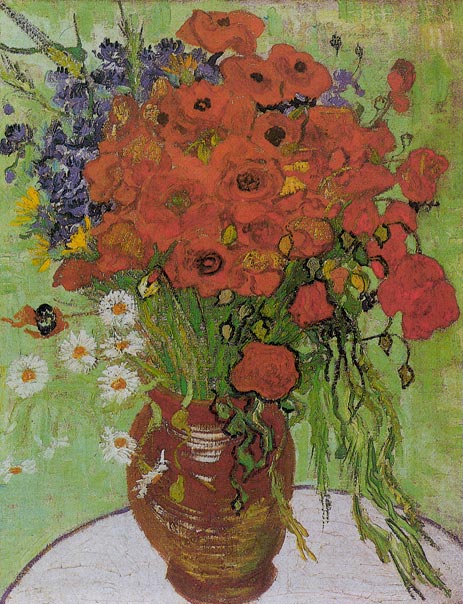 Vase mit Kornblumen und Mohn, 1890 | Vincent van Gogh | Giclée Leinwand Kunstdruck