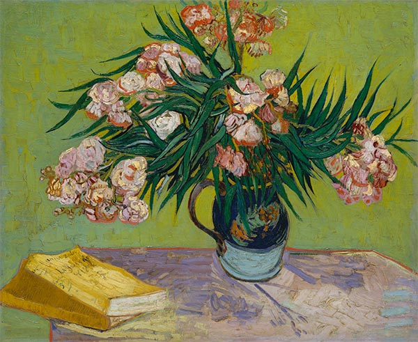 Stillleben - Vase mit Oleandern und Büchern, 1888 | Vincent van Gogh