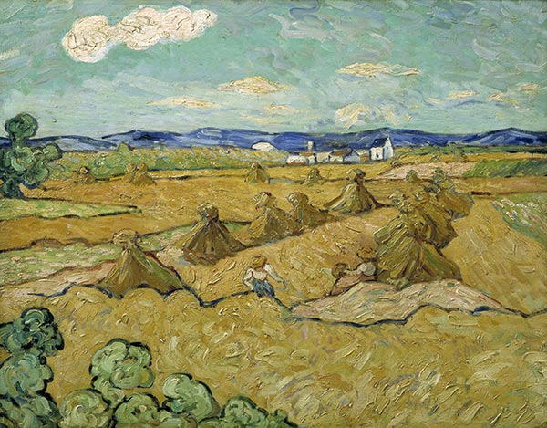 Weizenstapel mit Schnitter, 1888 | Vincent van Gogh | Giclée Leinwand Kunstdruck