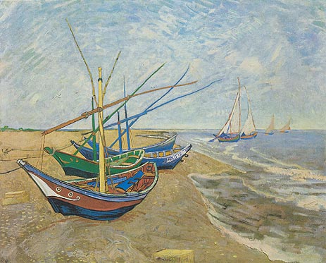 Fishing Boats on the Beach at Saintes-Maries, 1888 | Vincent van Gogh | Giclée Leinwand Kunstdruck
