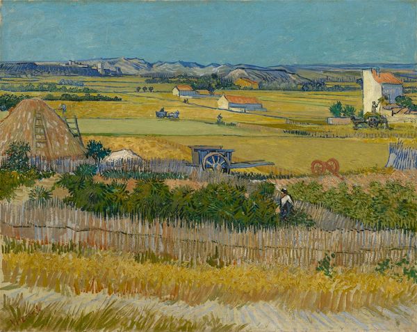 Ernte in La Crau mit Montmajour, June 1888 | Vincent van Gogh