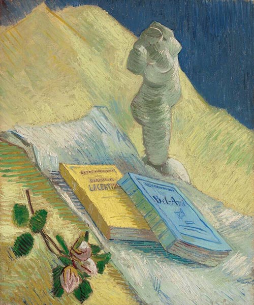 Plaster Statuette, a Rose and Two Novels, 1887 | Vincent van Gogh | Giclée Canvas Print