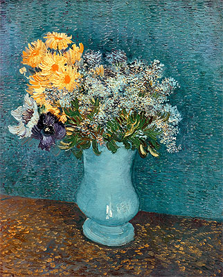 Vase mit Flieder, Gänseblümchen und Anemonen, 1887 | Vincent van Gogh | Giclée Leinwand Kunstdruck