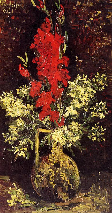 Vase mit roten und weißen Blüten, 1886 | Vincent van Gogh | Giclée Leinwand Kunstdruck