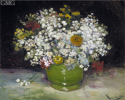 Vase mit Zinnien und anderen Blumen, 1886 | Vincent van Gogh
