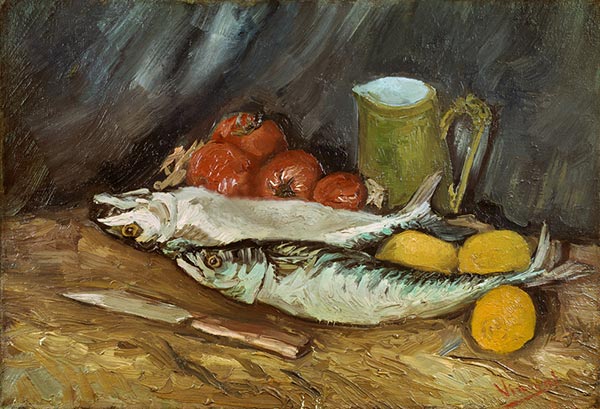 Stillleben mit Makrelen, Zitronen und Tomaten, 1886 | Vincent van Gogh | Giclée Leinwand Kunstdruck