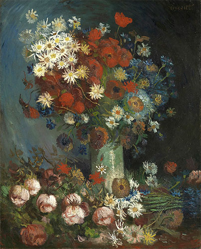 Stillleben mit Wiesenblumen und Rosen, 1886 | Vincent van Gogh | Giclée Leinwand Kunstdruck