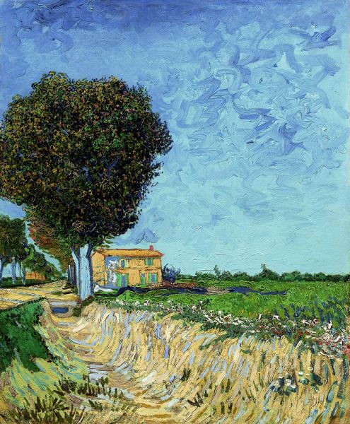 Allee bei Arles mit Häusern, 1888 | Vincent van Gogh | Giclée Leinwand Kunstdruck