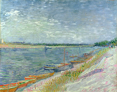 View of a River with Rowing Boats, 1887 | Vincent van Gogh | Giclée Leinwand Kunstdruck