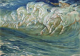 Neptuns Pferde, 1910 von Walter Crane | Papier-Kunstdruck