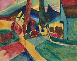 Landschaft mit zwei Pappeln, 1912 von Kandinsky | Kunstdruck