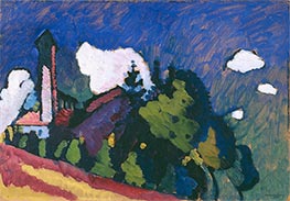 Studie für Landschaft mit Turm, 1908 von Kandinsky | Leinwand Kunstdruck