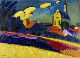 Studie zu Murnau - Landschaft mit Kirche, 1909 von Kandinsky | Kunstdruck