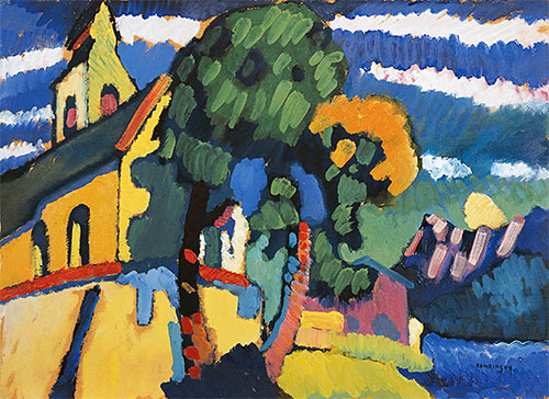 Bavarian Landscape with a Church, 1907 | Kandinsky | Giclée Leinwand Kunstdruck