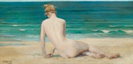 A Nude Seated on the Shore, 1888 by John Reinhard Weguelin | Canvas Print