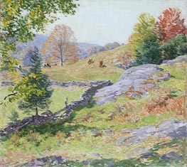 Hillside Pastures - September, 1922 by Willard Metcalf | Canvas Print